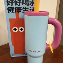 Chako Lab Large Insulated Tumbler w/ Straw & Handle – Cute Pastel Colors – New