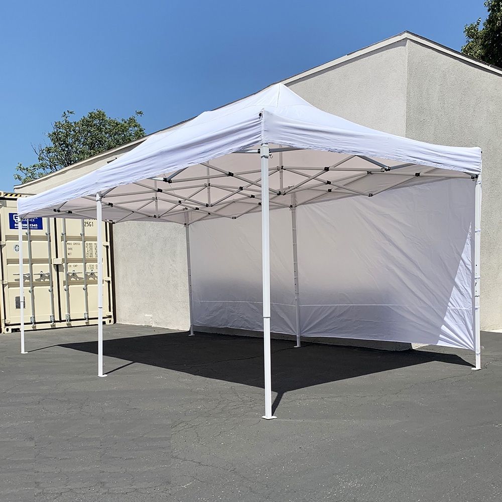 $185 (New) Heavy-duty canopy 10x20 ft with (2 sidewalls), ez popup shade outdoor gazebo, carry bag 