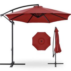10 ft. Aluminum Offset Round Cantilever Patio Umbrella with Easy Tilt Adjustment