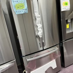 Refrigerator, GE 33” French Door Refrigerator With Warranty