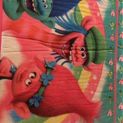 Trolls Bathroom Set Shower Curtain , Trash Can, Two Rugs 