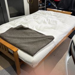 Futon.  3 Positions.  Freshly Laundered Gray/brown Cover