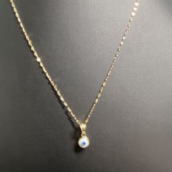 10k Gold Mirror Link Necklace & Pendant Combo