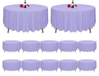 12 pc  round polyester tablecloth  90 inches  lavender color  📍$50