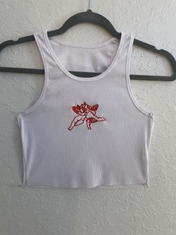 White Angel Cherub Y2K style Crop Top Size S