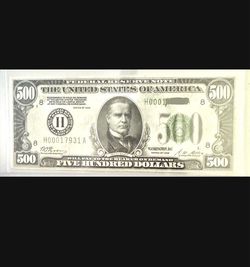 🥳😍 US Currency Note 1928 $500 Federal Reserve Note Beautiful Uncertified (Uncirculated Condition)