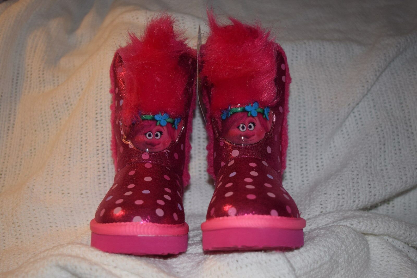 New in box DreamWorks Pink Trolls Poppy Plush Toddler Boots Size 7