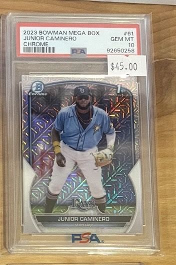 2023 Bowman Chrome JUNIOR CAMINERO 1st Mega Mojo PSA 10 Rays