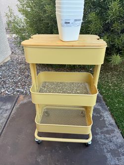 IKEA 3 Basket Metal Shelf Rolling Cart