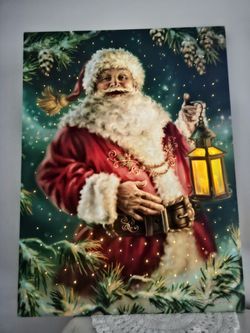 $45.00 - Christmas LED Lighted Canvas by Artist Dona Gelsinger! Twinkling White Lights, Gorgeous Colors - Like New!