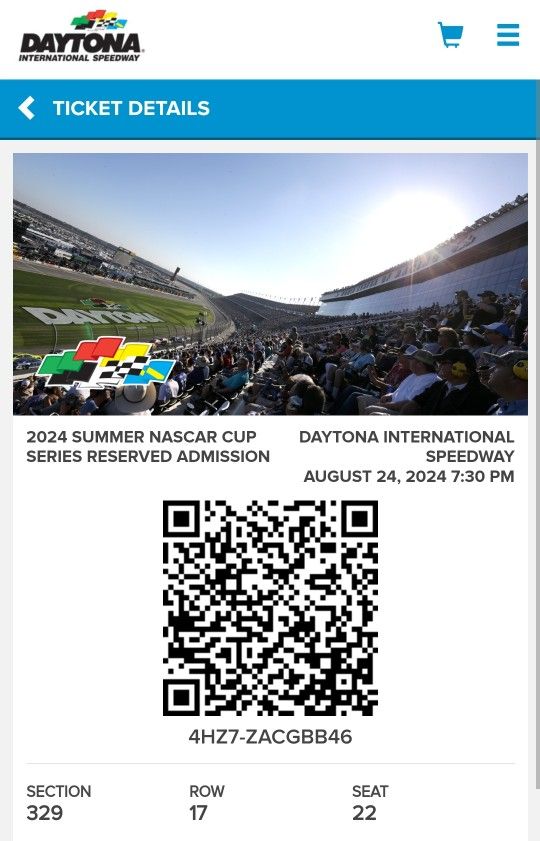 Coke zero 400 tickets Section 329 Row 17 Seats 21 And 22