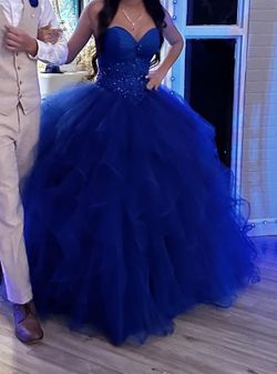 Corset Quinceanera Dress Royal Blue With Kan Kan