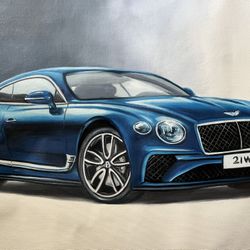 Bentley Car Oil Painting On Canvas 100% Hand Painted Not Printed 