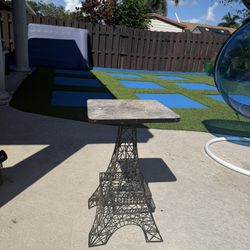 Eiffel Tower Accent Table Metal Base with Wood Top