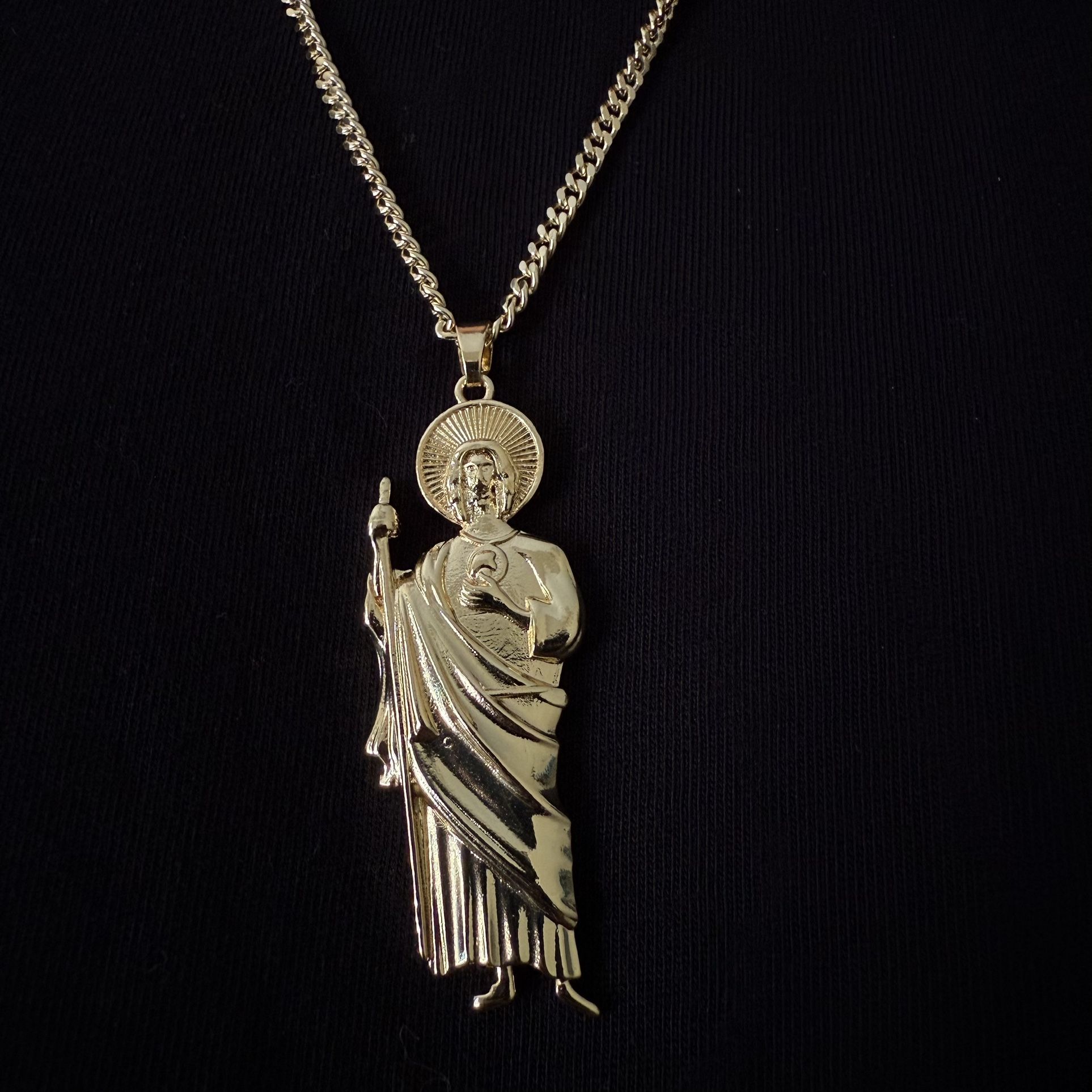Gold Plated San Judas Pendant With Chain