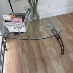 Irregular Shaped Glass End Table or Coffee Table 