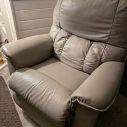Grey Leather Lazy Boy Recliner