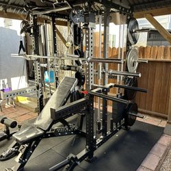 Smith Machine 400 | Adjustable Bench | 245lb Cast Iron Olympic Weights | 7ft Olympic Bar | Fitness | Gym Equipment | FREE DELIVERY/INSTALLATION 🚚 🛠️