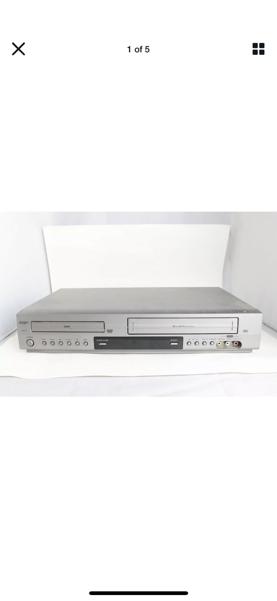 Allegro (Zenith) ABV441 DVD/VHS VCR Combo Player NO REMOTE