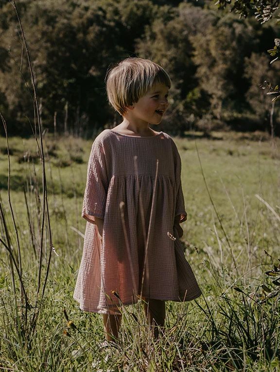 100% Organic Cotton muslin Dress by The Simple Folk OLIVE GREEN Sz 7/8 NWT.