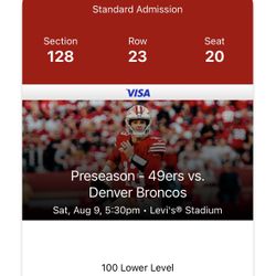 49ers vs Broncos 2 Tickets (Food Included)