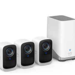 eufy security eufyCam S300(eufyCam 3C)3-Cam Kit, Security Camera Outdoor Wireless, 4K Camera, Expandable Local Storage, Face Recognition AI, Spotlight