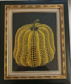 Signed Yayoi Kusama Pumpkin 1998 Original Framed Painting