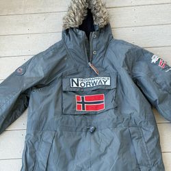 GEOGRAPHICAL NORWAY Men CORPORATE NAVY Anorak Jacket Coat Parka Size Large 