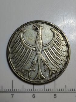 Silver 1951 F German 5 Deutsche Mark