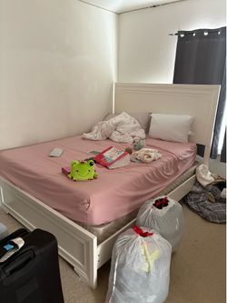 Queen bed frame with vanity