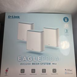 D-Link Eagle Pro AI Mesh WiFi 6 Router System (3-Pack) - Multi-Pack for Smart Wireless Internet Network, Compatible with Alexa and Google, AX3200 (M32