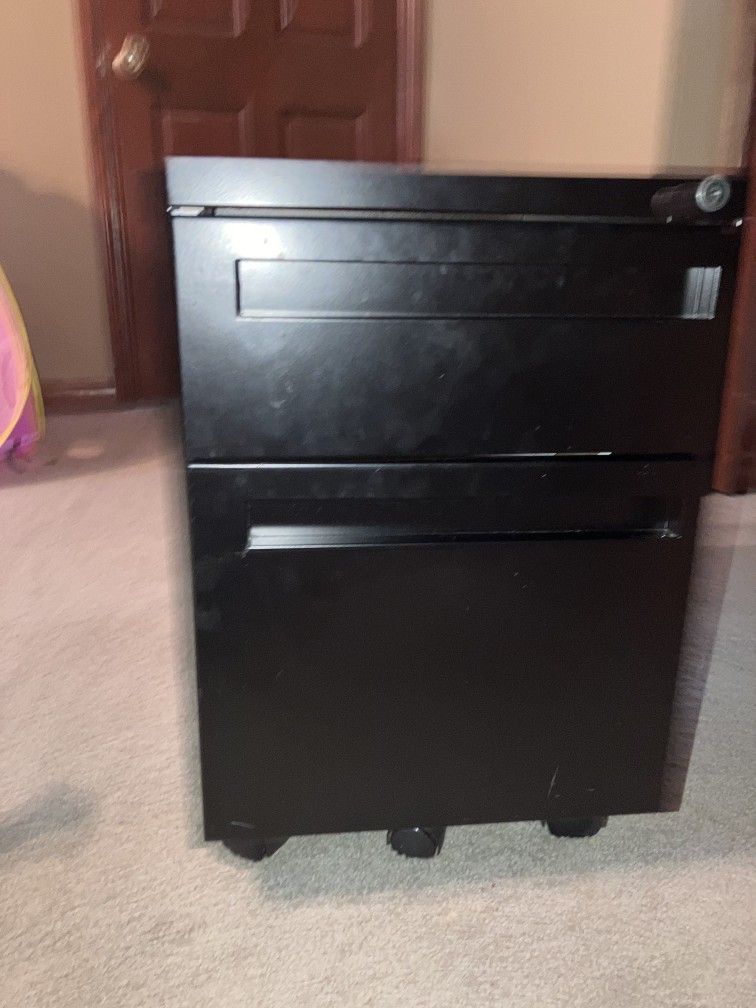 Black Rolling File Cabinet (2-Drawer)