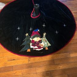 Christmas Tree Stand, Skirt And Ornaments 