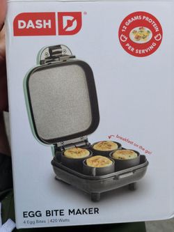 Dash Egg Bite Maker - Aqua: 4-Egg Cooker, Electric Egg Cooker, Dishwasher-Safe Parts, 420W, Aluminum & Plastic