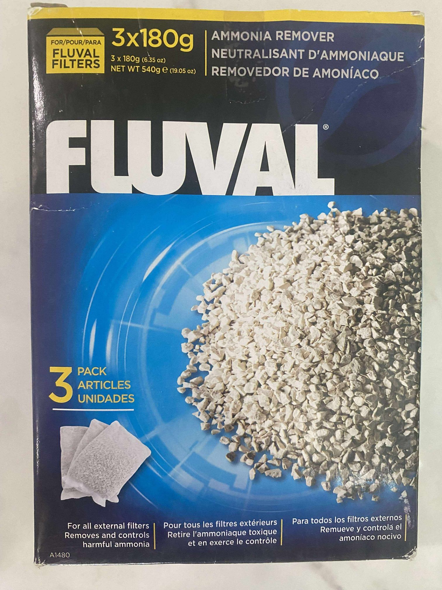 Ammonia Remover, Chemical Filter Media for Freshwater Aquariums, 3-Pack