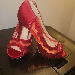 Dream Pairs Red High Heel Pump Shoes Size 5.5 M US