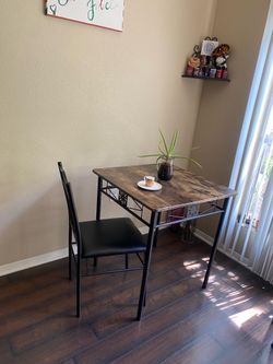 Coffee table and chair