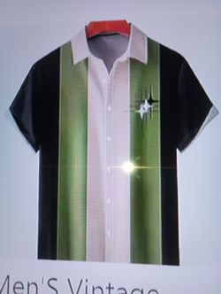MENS 5X GREEN AND BLACK BOWLING SHIRT