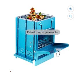 Blue Portable Folding Charcoal BBQ Grill