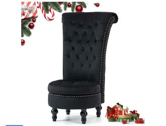 Throne Royal Chair for Living Room, High Back Velvet Accent Armless Chair with Hidden Storage, Button Tufted Vintage Design for Bedroom and Office, Bl