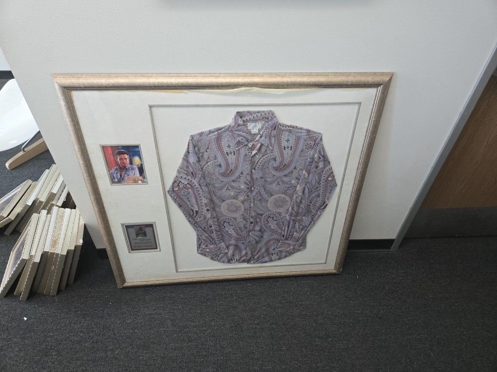 MICHAEL DOUGLAS ONE NIGHT AT McCOOLS FRAMED SHIRT, WITH AUTHENTICITY CERTIFICATE