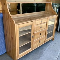 Versatile Solid Knotty Pine 4 Drawer Cubby Cabinet / Coffee Station