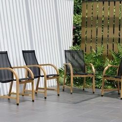 BRAND NEW 4 Piece Dining Chair Made Of 100% FSC Certified Wood With Teak Finish