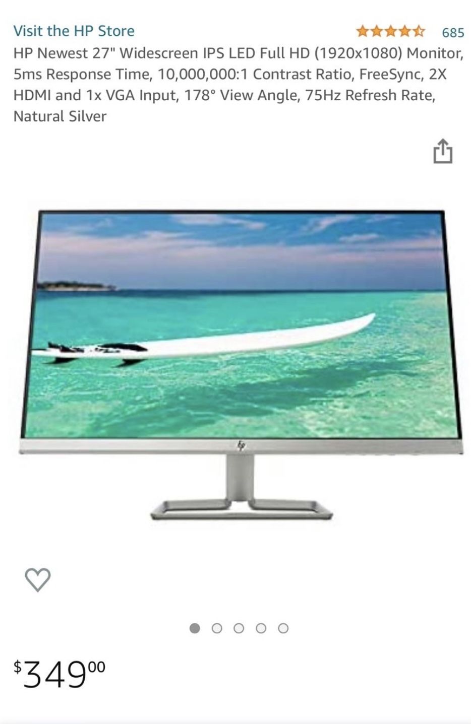 HP 27” LED Monitor