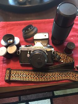 Vintage Pentax with Hippie 33" camera strap by 1-1/2"