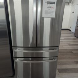 GE 36 In.  23.2 Cu Ft  Counter Depth 4 Door French Door Refrigerator W/ Dual Dispense Auto Fill Pitcher, Fingerprint Resistant