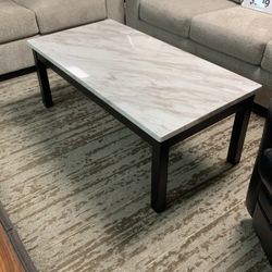 White Faux Marble Lift Top Coffee Table 