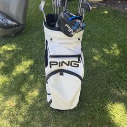 Ping Golf Clubs And Leather bag