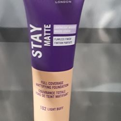Rimmel London Stay Mate Full Coverage Mattifying Foundation, 102 Light Buff, 1 Oz