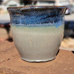 9" Glazed Blue Ombré Planter Pot